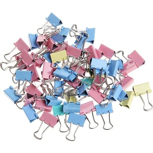 60Pcs Colorful Metal Binder Clips File Paper Clip Office Supplies 15mm Width