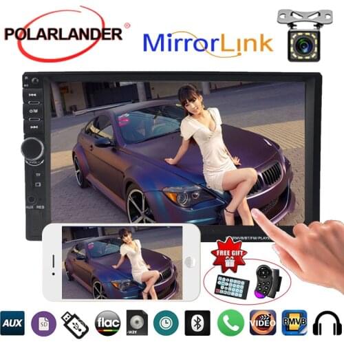 7 inch Car Radio 2Din Bluetooth Touch Mirror Link Screen MP5 With Rear Camera 10 languages Mirror For Android Phone FM TF AUX IN