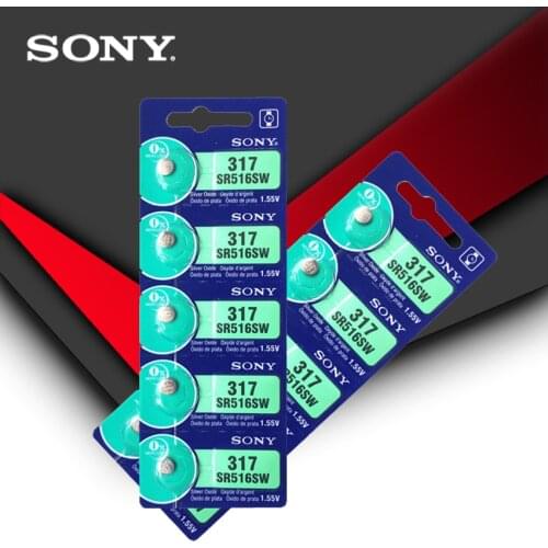 10pc Sony 100% Original 317 SR516SW SR516 1.55V Silver Oxide Button Cell Coin Battery High Capacity Calculator Car Remote