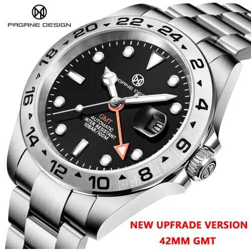 PAGRNI DESIGN Top Luxury High End Mens Leather Automatic Date Clock Luminous Pointer 100M Waterproof Fashion Watch montre homme