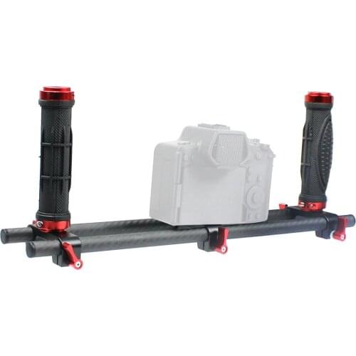 Dual Handheld Extended Handle for Feiyu /Zhiyun /Beholder DSLR Gimbal Stabilizer w Carbon Fiber Rod 3/8 1/4 Hole Camera Photo