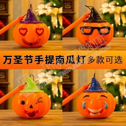 Halloween portable Pumpkin lantern Childrens costume performance props Luminous pumpkin lamp decoration products