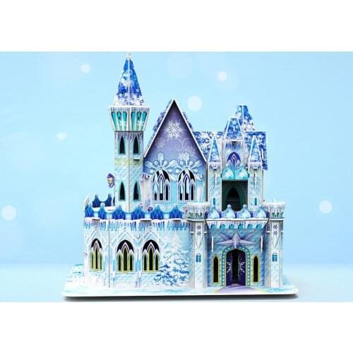 3D Architecture Building Blocks Blue Ice Castle Model DIY Jigsaw Puzzle Blocks Bricks Toy for Children Gift