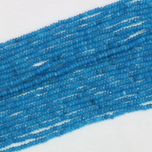 Fashion lake blue natural stone chalcedony jades stone 2*4mm faceted abacus loose beads diy hot sale Jewelry findings 15" B569