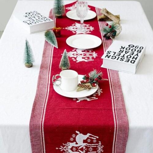 Fashion Christmas Print Tablecloth Christmas Tabletop Decoration Christmas Arrangement Long Tablecloth 35*170CM