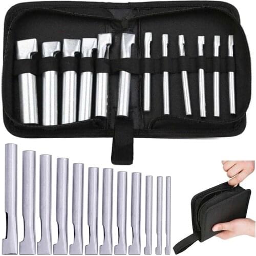 LMDZ 12 Pcs 2mm-5mm Leather Craft Oval Shape Hole Punch Set Leather Hollow Hole Punch for Belt Leather Working Tools