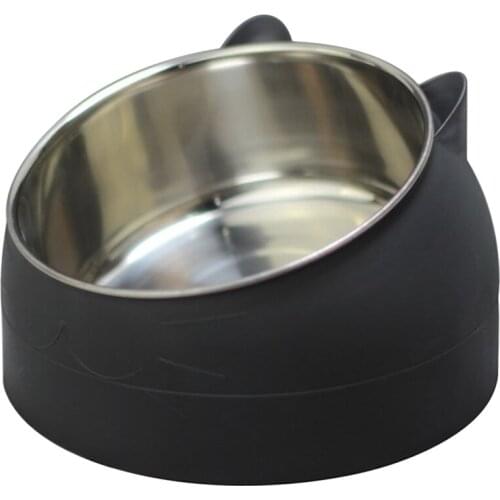 Slanted Dog Bowl Anti-slip 200ml 15 Degree Stainless Steel Bowl Puppy Cat Food Water Drinker Pet Neck Protection Dish For Pets