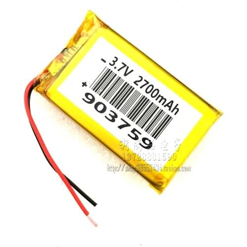 3.7V 2700mAh polymer lithium battery navigation GPS traffic recorder handheld device 903759