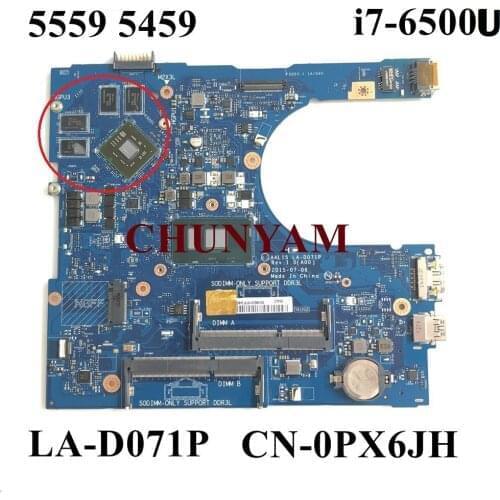 NEW LA-D071P i7-6500U + 2GB Graphics card FOR Dell Inspiron 15 5559 5459 Laptop Notebook Motherboard CN-0PX6JH PX6JH Mainboard