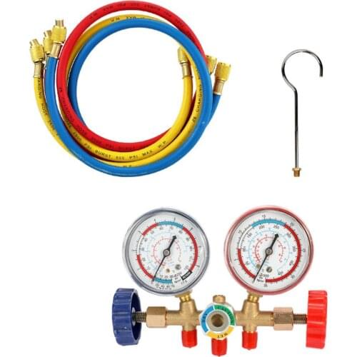 New Refrigerant Manifold Gauge Set Air Conditioning Tools with Hose and Hook for R12 R22 R404A R134A Air Condition