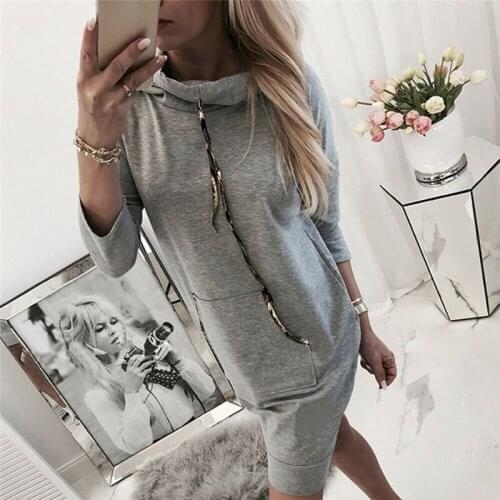 New sweet Women Dress Casual Hoody Pocket Long Sleeve Pullover Sweatshirts Womens Fashion Hoody Autumn Winter Robe Femme