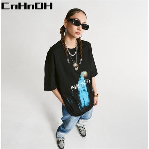 CnHnOH New Arrival Teeshirt Homme Mens Oversized Hip Hop Clothing Tee Shirt Imaginary T-shirts For Couple 11007