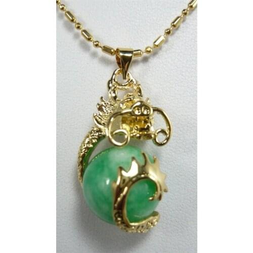 Wholesale Chinese fancy design WOMENSdragon inlay 12mm light green pendant jewelry 09