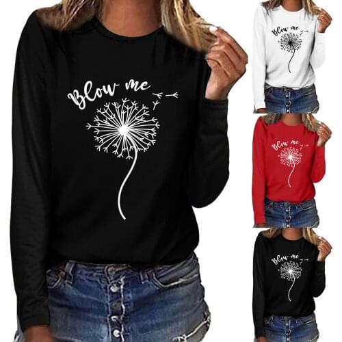 Autumn Pullover Sweatshirt Womens Dandelion Print O Neck blusa Long Sleeve Casual Top femme Lady Streetwear Sudadera Mujer