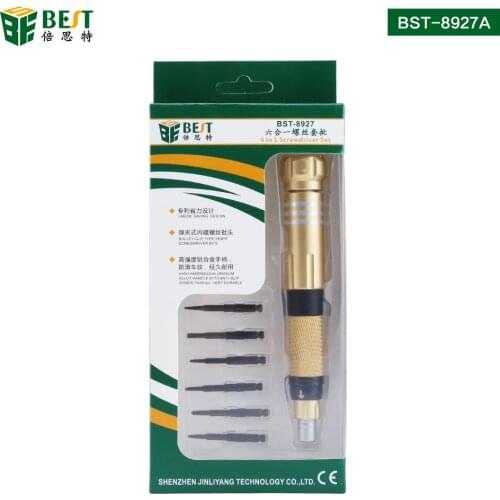BST-8927A Hand Tools Screwdriver for iPhone7 Samsung Cellphone Laptop for Repair Tool Screwdrivers Set 6 in 1 Screwdriver