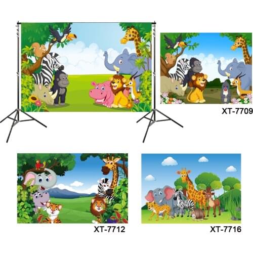 Personalised Safari Jungle Birthday Banner Cute Animals Forest Party Backdrops Photography Background Decor Photo Studio Posters