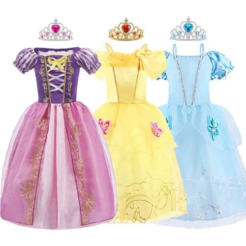 Rapunzel Costume for Kids Girl Cinderella Belle Dress Up Collection Children Birthday Party Princess Dress Girl Carnival Clothes