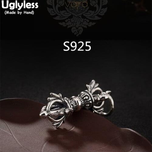 Uglyless Real 925 Sterling Silver Unisex Buddhism Vajra Pendants without Necklaces Men Cool Implement Fine Jewelry Women Bijoux