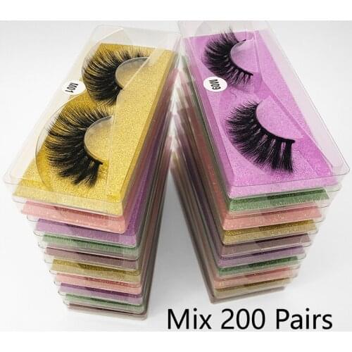 Wholesale mink eyelashes 30/50/100/200pcs natural long 3d faux Mink Lashes Pack Wholesale Makeup False Eyelashs Thick In Bulk