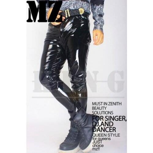 S-XXXL ! 2020 Plus size rights Chi Long GD super soft black mens singer patent leather mirror leather pants trousers