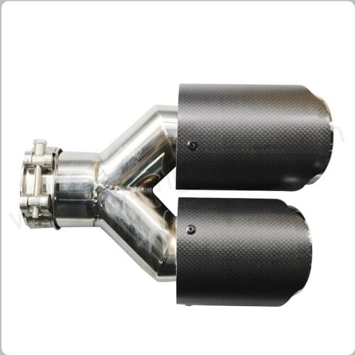 Universal car Model Dual Carbon fiber stainless steel universal Auto exhaust tip end pipe With A Logo For Left Side