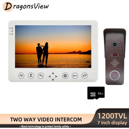 DragonsView 7 Inch Wired Video Door Phone Intercom System 130° Door Entry Panel Intercoms 1200TVL Doorbell for Home Security