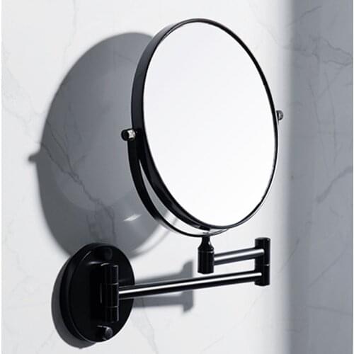 Bathroom Beauty Mirror Bathroom Black Mirror Wall-mounted Makeup Mirror Folding Magnifying Glass Wall-mounted Mirrors 2020