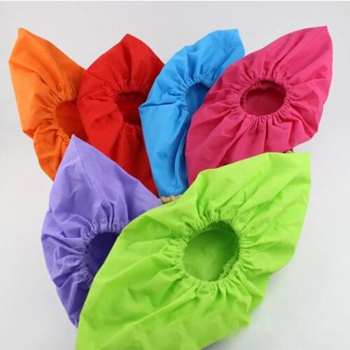 Women Non-Woven Shoe Cover Household Thick Non-woven Shoes Cover Solid Color Fabric Anti-static Non-slip Washable Shoe Cover