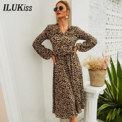 2021 Fashion Leopard Long Sleeve Dress Women Summer Spring Vintage White Green Slim Elegant Midi Dresses Casual Clothing Vestido