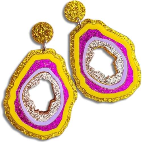 2021 New Color Contrast Shading Rock Texture Special-Shaped Oval Drop Earrings For Women Vintage Funny Acrylic Jewelry E20540