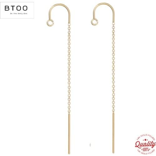 14K Gold Filled Ear Threader 1 Pair 58MM U-Threader Cable Chain w/Ring Gold Ear Wire for Jewelry Making Earrings Accessories