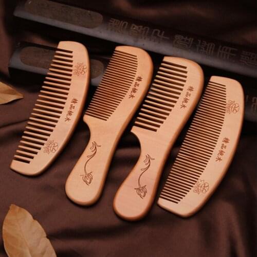 1Pcs Natural Peach Wood Comb Close Teeth Anti-static Head Massage Hair Care Wooden Tools Beauty Accessories Beauty Supplies
