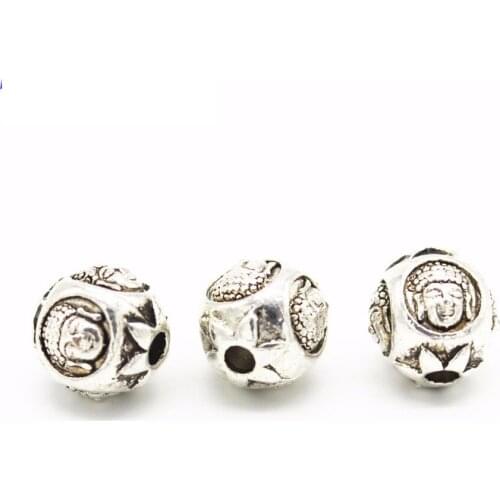 10 PCS 10mm Metal Alloy Tibetan Silver Color Spacer Beads Nepal Buddha 2mm Hole Beads Loose Bead For Jewelry Making