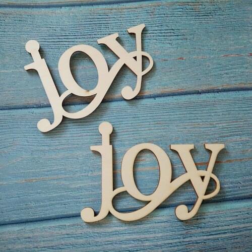 10pcs Laser Cut Unfinished Wooden Word Joy Home Decor Wall Hanging Art Wedding Kids Birthday Decorations DIY Craft Scrapbooking