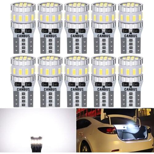 10PCS LED T10 LED W5W canbus car interior light 194 501 18SMD 3014 LED Instrument bulb Wedge License Plate Light no error 12V