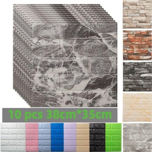 3D Brick Wall Stickers DIY Self-Adhesive Panels Living Room Decor Foam Waterproof Covering Wallpaper Background Home Decoration