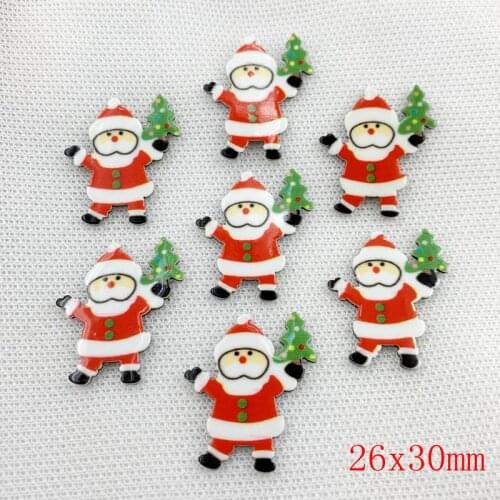 20Pcs Artificial Planar Resin Flake DIY Craft Supplies Santa Claus Christmas Flat Resin Arts Headwear/Phone Decor Material