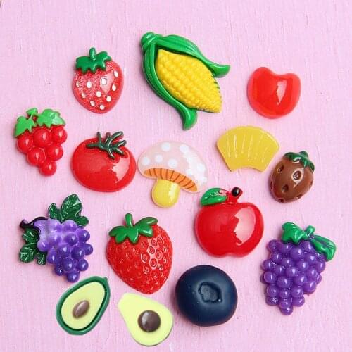 20PC/Pack Different Style Fruit Resin Accessories Children Supplies DIY Handmade New Planar Cartoon Slame Fill Craft Supplies