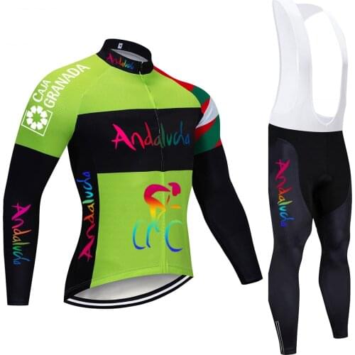2021 Andalucia Cycling Jersey Set Long Sleeve Breathable Bike Clothes Wear Bicycle Cycling Clothing Ropa Maillot Ciclismo