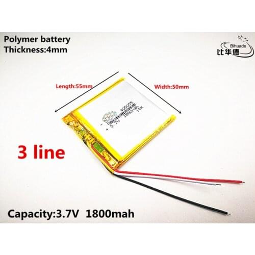 3 line Good Qulity 3.7V,1800mAH,405055 Polymer lithium ion / Li-ion battery for TOY,POWER BANK,GPS,mp3,mp4