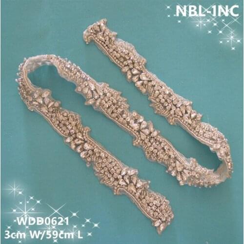 30PCS) Wholesale handmade beaded sewing bridal silver clear rhinestone applique for wedding dresses DIY iron on WDD0621