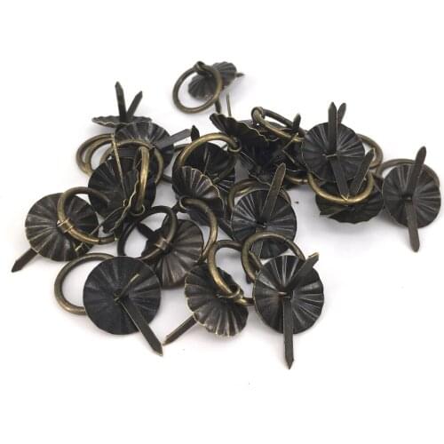 50PCS Bronze Iron Jewelry Box Case Wooden Box Handle Mini Drawer Knob Pulls Handle 19mm Circle Ring