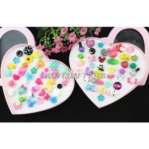 72pcs adorable handmade customizable lead and nickle free resin cabochon studs or clips multiple designs w/ free gift box D25