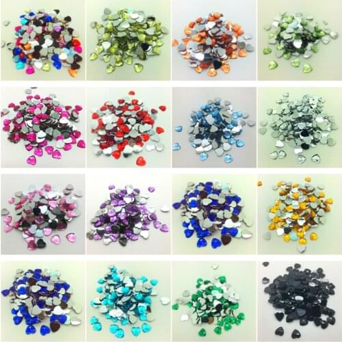 6mm 8mm 10mm Flat Back Heart-shaped Acrylic Beads Resin Rhinestone Scrapbook For Jewelry Making
