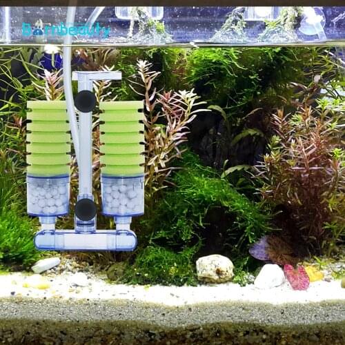 Aquarium Bio Sponge Filter Ultra Quiet Fish Tank Shrimp Skimmer Air Pump Tank Filter for Aquaric Water Fall Double Foam Sponge F