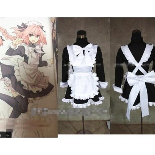 Anime Fate/Apocrypha FGO Jeanne d'Arc Astolfo Maid Dress white apron lolita Cosplay Costumes A