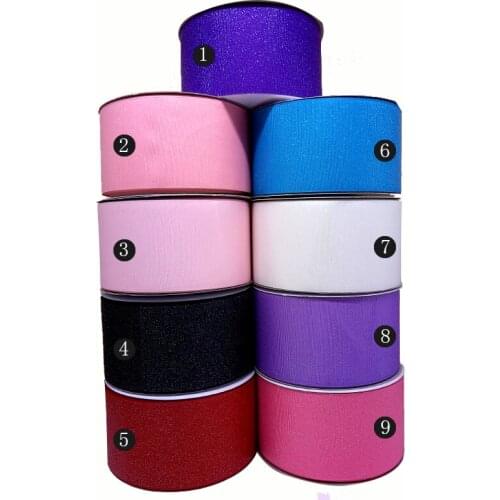 Free shipping 3" 75 mm solid glitter printed grosgrain ribbon SP-55-G-075