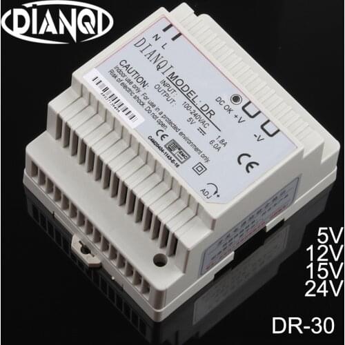 Din rail power supply DR-30w 5V 12V 15V 24V switch power suply ac dc converter DR-30-5V DR-30-12V DR-30-24V good quality