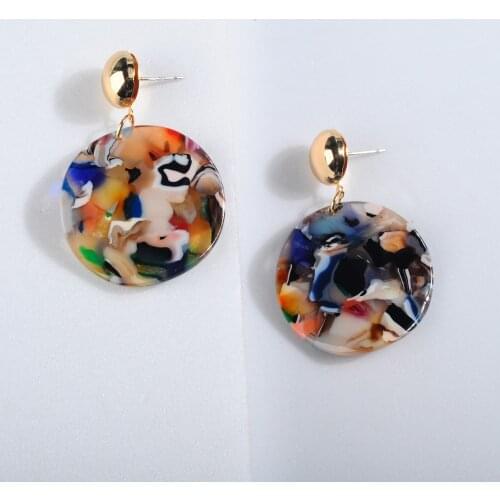 Big Round Circle Colorful Acrylic Earring For Women Personality Geometric Acetate Drop Dangle Earring Jewelry Accessories