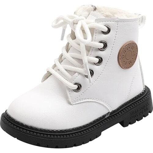 Girls Martin Boots Baby Short Snow Boots Fashion Little Boys&Girls Plush Warm Flat Shoes 2021 New Autumn Winter Kid Boots G31